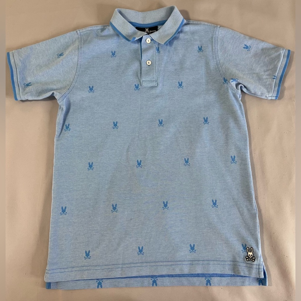 Psycho Bunny Kids Polo Shirt‎ Blue  Sz Large (14-16)